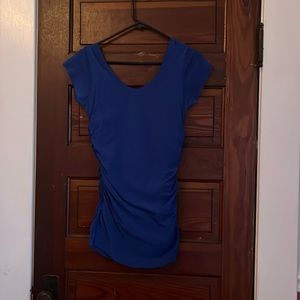 Sweet Pea by Stacy Frati Royal Blue Double Scoop Ruched Top Size L
